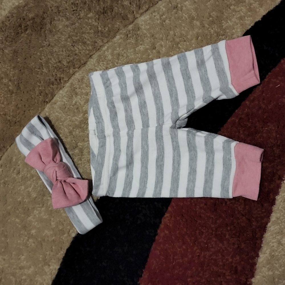 Like New Baby Essentials Pants w/ matching headband